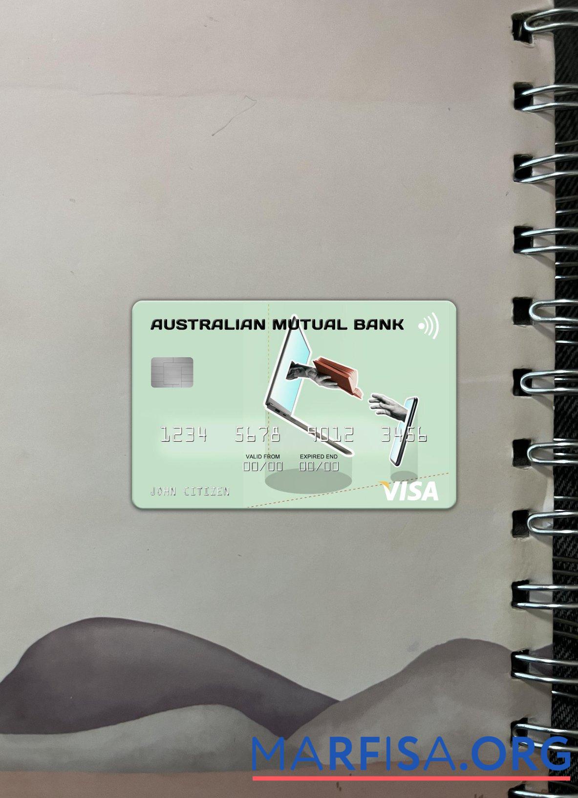Printable Australia Australian Mutual Bank visa card photolook front template